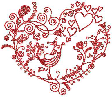 Valentine Bird Free Embroidery Design